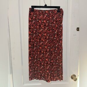 Amisu red floral midi skirt